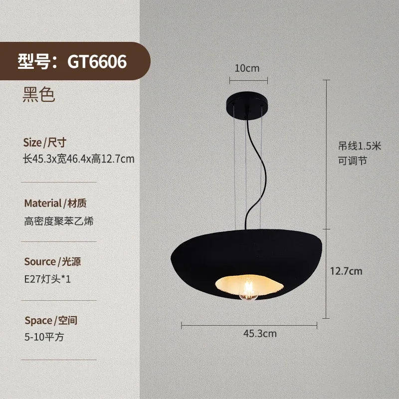 Axyaa Black Pumpkin Japanese Style Ceiling Chandelier - Modern Round Pendant Lamp