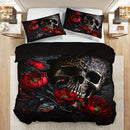 Axyaa Black Boho Floral Duvet Cover Set with 2 Pillowcases