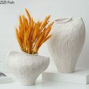 Axyaa Ceramic Vase Minimalist Flower Pot White Desk Decor Aesthetic Room Floral Arrangement