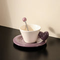 Axyaa Heart Design Ceramic Coffee Cup Set with Saucer & Spoon