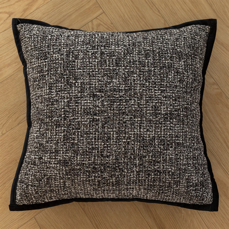 Axyaa Slub Woven Texture Pillow Cover in Black Brown for Living Room Sofa Bed