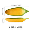 Axyaa Hand-Painted Corn Ceramic Relief Plates Set of 2