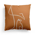 Axyaa Nordic Orange Geometric Flower Print Throw Pillow Cover for Home and Office