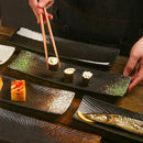 Axyaa Ceramic Sushi Boat Saury Plate - Rectangular Japanese Tableware