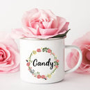 Axyaa Personalized Enamel Flower Mug for Bachelorette Party and Wedding Bridal Shower