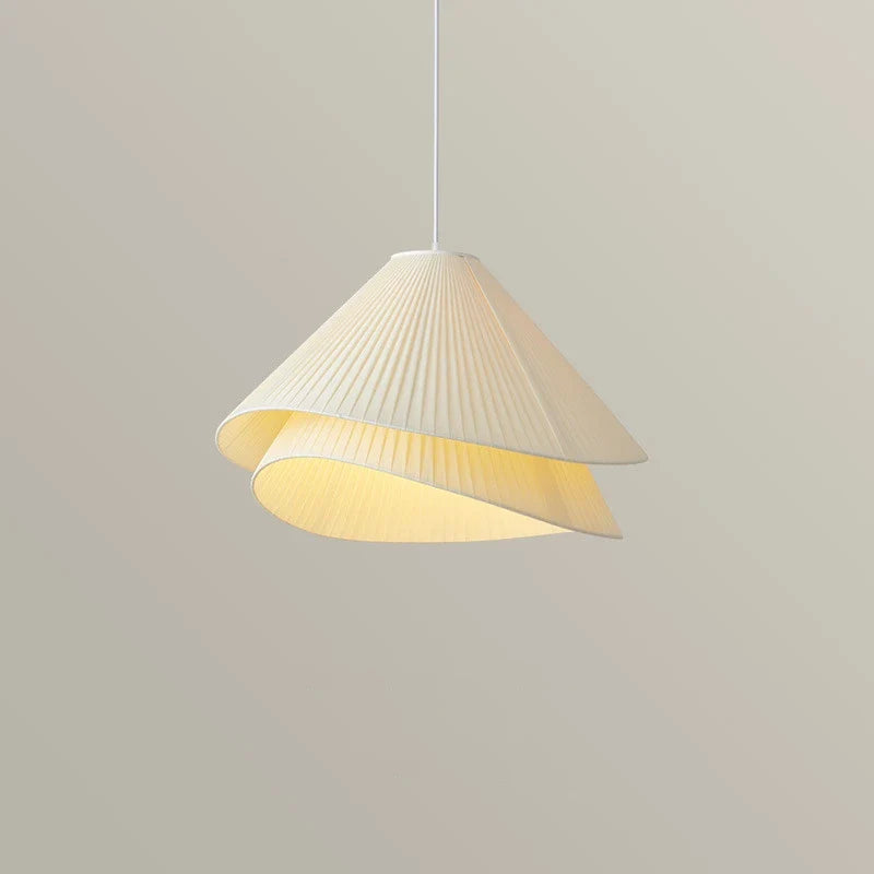Axyaa White Fabric Chandelier: Nordic Minimalist LED Pendant Lights for Bedroom and Dining Room