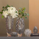 Axyaa Murano Style Black & White Feather Glass Vase: Hand Blown Art for Decor & Centerpiece
