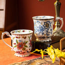Axyaa French Blue and White Porcelain Coffee Mug, Ceramic Water Cup for Home and Tea Time