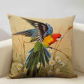 Axyaa Bird Parrot Sofa Cushion Cover 45x45cm Linen Pillowcase for Home & Hospitality
