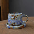 Axyaa Ceramic Coffee Cups and Saucers Set - Japanese Style Breakfast Afternoon Mugs