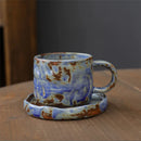 Axyaa Ceramic Coffee Cups and Saucers Set - Japanese Style Breakfast Afternoon Mugs