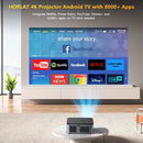 Axyaa Full HD 1080P 4K Android Beamer Projector with Auto Focus & Keystone Home Theater