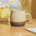 Nordic Ceramic Hand-painted Mug, Axyaa Relief Coarse Pottery Coffee Cup
