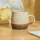 Nordic Ceramic Hand-painted Mug, Axyaa Relief Coarse Pottery Coffee Cup