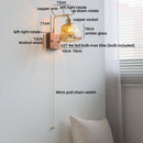 Axyaa Amber Glass Wood LED Wall Lamp with Switch for Living Room and Stair Lighting