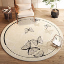 Axyaa Butterfly Pattern Plush Round Carpet for Cream Style Bedroom Decor and Living Room