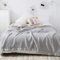 Axyaa Cotton Knitted Waffle Blanket - Soft Japanese Embossed Plaid Throw