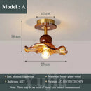 Axyaa Vintage Glass Ceiling Light Metal Wood Fixture Surface Mount Hallway Entryway Kitchen