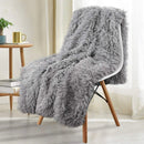 Axyaa Cozy Faux Fur Reversible Throw Blanket: Soft Plush Fluffy Blanket for Couch