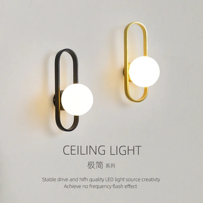 Axyaa Minimalist LED Glass Wall Sconce for Bedroom and Living Room