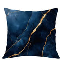 Axyaa Dark Blue & Gold Marbled Pattern Pillow Covers for Sofa, Bedroom, Car