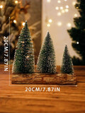 Axyaa Mini Christmas Tree Ornaments: Wooden Festive Holiday Decor Table Centerpiece