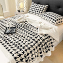 Axyaa Houndstooth Jacquard Fleece Blanket: Cozy Sofa Bed Throw for Spring & Autumn