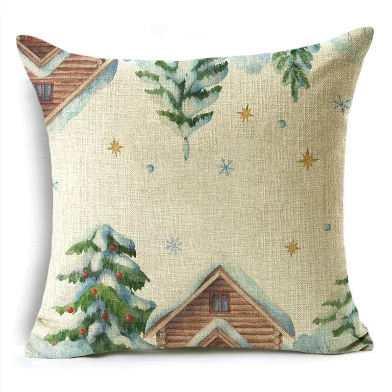 Axyaa Christmas Linen Pillow Cover 45X45CM - Festive Home Decor