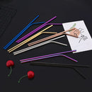 Axyaa Gold Steel Straw Spoon Set with Brush - 13Pcs