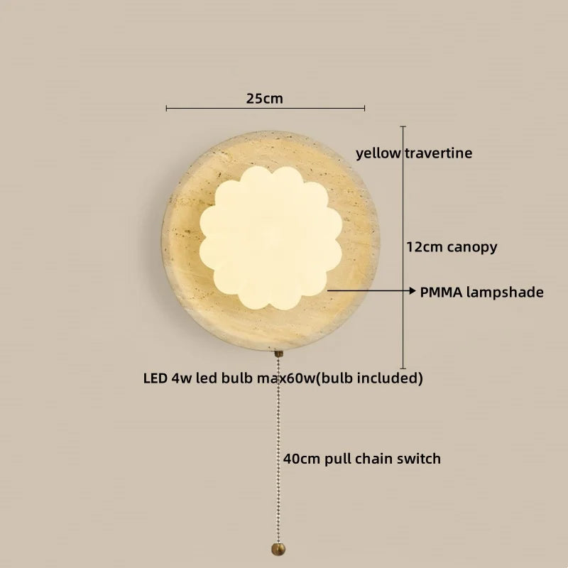 Axyaa Yellow Stone Wood LED Wall Sconce - Luxury Indoor Wall Lighting