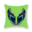 Axyaa Avocado Green Feather Print Pillow Cover 45x45cm
