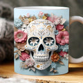 Axyaa Flower Skull Halloween Ceramic Coffee Mug 11oz Man Beer Cup Birthday Gift