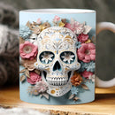 Axyaa Flower Skull Halloween Ceramic Coffee Mug 11oz Man Beer Cup Birthday Gift
