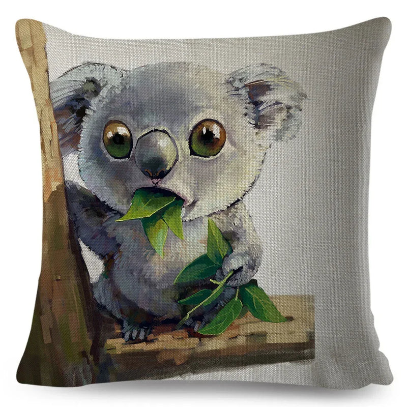Axyaa Watercolor Animal Pillowcase - Cute Cartoon Design for Living Room Sofa