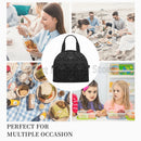 Axyaa Black Skull Damask Insulated Lunch Bag with Shoulder Strap