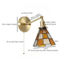 Axyaa Vintage Glass LED Tiffany Wall Lamp with Pull Chain Switch