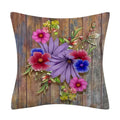 Retro Floral Linen Pillow Cover Abstract Art Decor for Living Room Sofa by Axyaa
