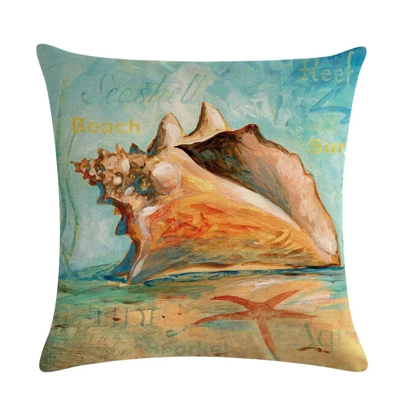 Axyaa Starfish Conch Linen Pillowcase 45*45cm