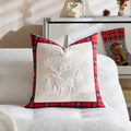 Axyaa Christmas Plaid Elk Pillow Cover Embroidered Jacquard Sofa Cushion