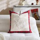 Axyaa Christmas Plaid Elk Pillow Cover Embroidered Jacquard Sofa Cushion