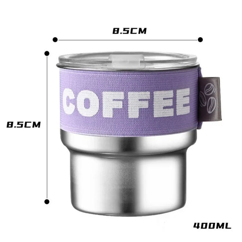 Axyaa Stainless Steel Insulated Coffee Mug Lid Leakproof Portable Water Cup
