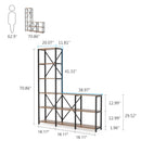 Axyaa Industrial Ladder Corner Bookcase, 6-Tier Rustic Open Shelf Storage Organizer