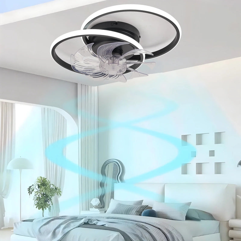Axyaa Round Acrylic Ceiling Fan LED Light: Multifunctional Dimming & Silent Wind Speed