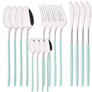 Axyaa 16Pcs Western Black Gold Dinnerware Set Stainless Steel Tableware Flatware