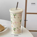 Axyaa Cute Puppy Thermos Straw Bottle: Stainless Steel Water Cup & Coffee Tumbler