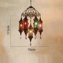 Axyaa Retro Bronze Iron Chandelier with Colorful Glass Lighting