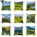 Axyaa Blue Sky Grassland Cushion Cover 45x45cm for Home Decor and Comfort