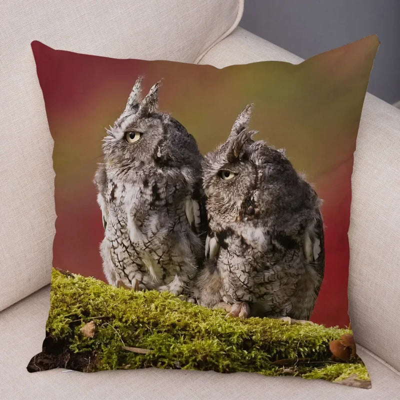 Axyaa Wild Owl Cushion Cover: Decorative Sofa Pillowcase for Home and Children's Room