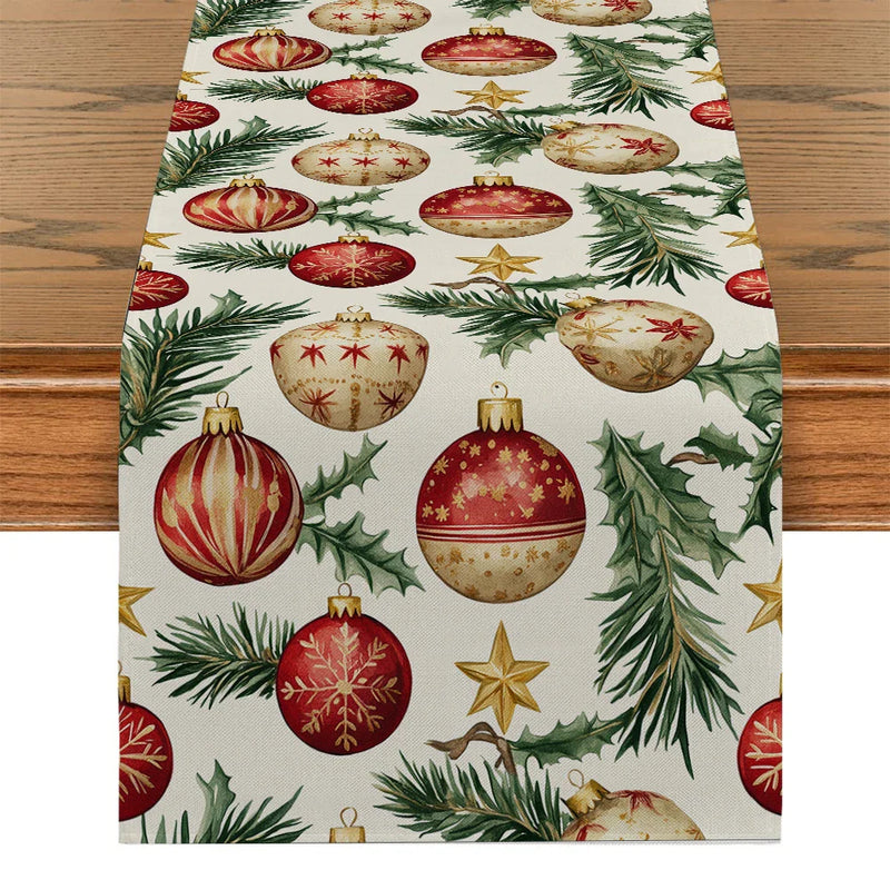 Axyaa Christmas Table Runner Holiday Decoration for Kitchen Dining Room
