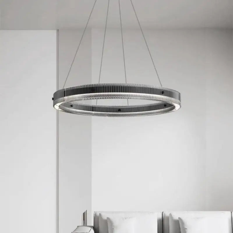 Axyaa Smoky Grey Glass Pendant Chandelier for Minimalist Modern Living Room